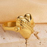 Anillos chapados en oro con incrustaciones de acero inoxidable con forma de corazón de estilo clásico de estilo moderno