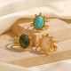 Anillo abierto con gema con incrustaciones de acero inoxidable de estilo simple 1 pieza