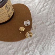 1 par de pendientes de perlas de cobre con incrustaciones redondas retro informales