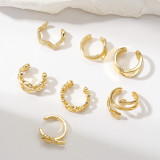 7 piezas estilo coreano ondas forma de corazón chapado cobre chapado en oro Ear Cuffs
