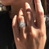 Nuevo y creativo anillo de circonio de cobre en forma de gota en forma de pera, joyería para mujer