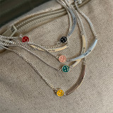 Collar chapado en cobre con cara sonriente de estilo simple