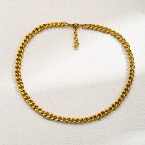 Collar de pulseras chapadas en oro de 18 quilates con cadena de hebilla de acero inoxidable de color sólido de estilo clásico básico de hip-hop