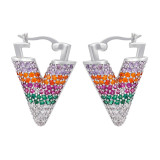 Hebilla de oreja de cobre con forma de triángulo invertido con microincrustaciones de diamantes de color