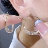 Pendientes de aro de diamantes artificiales, perlas artificiales de cobre con incrustaciones de Color sólido, estilo Simple, 1 par