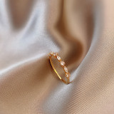 Anillo abierto de cobre con forma de mariposa geométrica, con incrustaciones de perlas artificiales, diamantes de imitación, anillos de cobre, 1 pieza