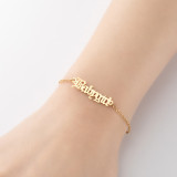 1 pieza Pulseras con revestimiento de acero inoxidable con letras de estilo simple