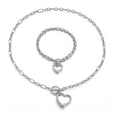 Conjunto de collar y pulsera con colgante de corazón y hebilla OT de acero inoxidable, moda europea y americana