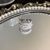 Anillos abiertos de circón con incrustaciones de cobre rectangulares Glam Star