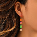 1 par de pendientes colgantes de cobre con flores pastorales