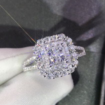 Nuevo anillo de boda clásico de cobre con microincrustaciones de circonio para mujer, joyería de mano al por mayor