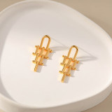 1 par de pendientes colgantes chapados en oro de 18 quilates con revestimiento geométrico irregular, elegantes y novedosos