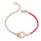 Casual Estilo simple Estilo clásico Letra Forma de corazón Acero inoxidable Acero titanio Pulido Incrustaciones Diamante artificial Pulseras chapadas en oro rosa