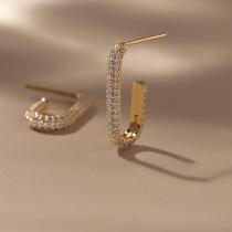 Pendientes de cobre de circonio con incrustaciones de oro de 18 quilates chapados geométricos de moda al por mayor