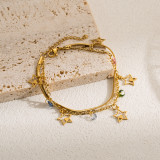 Pulseras chapadas en oro con esmalte en capas de acero inoxidable, mariposa, árbol, ojo del diablo, artístico informal