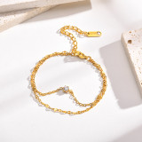 Pulseras de circón chapadas en oro de 18 quilates con incrustaciones de acero inoxidable de color sólido de estilo simple dulce al por mayor