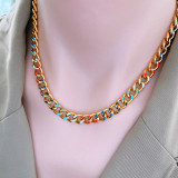 Artístico colorido titanio acero esmalte chapado pulseras de mujer pendientes collar