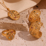 Collar de pendientes chapado en oro de 18 quilates con incrustaciones de diamantes de imitación chapados en acero inoxidable con estrella de estilo clásico de estilo vintage