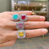 Anillos de circón de cobre cuadrados retro a granel