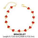 Collar plateado oro elegante de las pulseras del Zircon 18K del embutido del cobreado de la forma del corazón