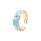 Anillo abierto con esmalte de cobre en forma de corazón estilo IG