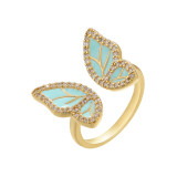 Joyería Color goteo aceite Micro-set mariposa anillo abierto joyería de mano ajustable