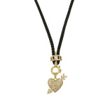Collar con colgante chapado en oro con incrustaciones de cobre y circonita en forma de corazón de Streetwear