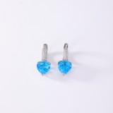 Pendientes colgantes de circonita de cobre con incrustaciones rectangulares, forma de corazón cuadrado brillante, estilo Simple y dulce, 1 par