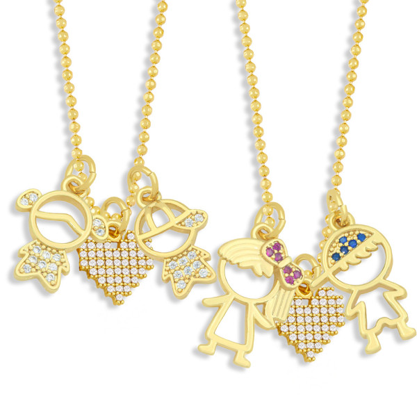 Collares de cobre con colgante de pareja, superventas transfronterizos