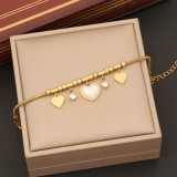 Elegante forma de corazón Chapado en acero inoxidable con incrustaciones de perlas pulseras pendientes collar