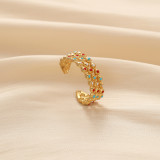 Anillo Abierto Geométrico De Moda Chapado En Acero Inoxidable