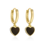 Pendientes colgantes chapados en oro con esmalte de cobre y forma de corazón a la moda, 1 par