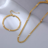 Collar de pulseras chapado en oro con incrustaciones de acero inoxidable de color sólido estilo hip-hop informal