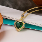 1 pieza de collar con colgante de circonita con incrustaciones de cobre en forma de corazón a la moda