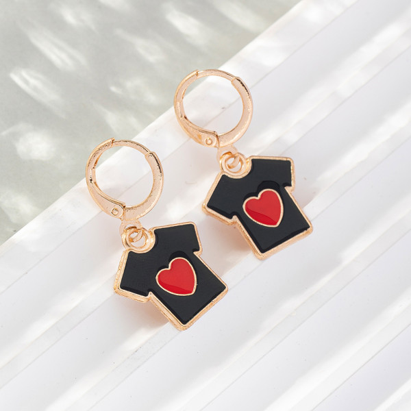 1 par de pendientes colgantes de cobre esmaltados con forma de corazón de estilo Simple informal