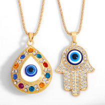 Collar De Diamantes Con Ojos Azules De Pavo De Aleación De Moda