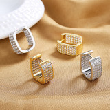 1 par de pendientes de diamantes de imitación con incrustaciones de cobre de color sólido de estilo simple