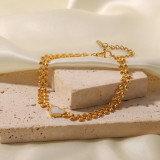 Pulseras de concha chapadas en oro de acero inoxidable con forma de corazón de moda