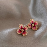 Dulce forma de corazón alas nudo de lazo chapado en cobre incrustaciones perlas artificiales pendientes de aro de diamante artificial pendientes colgantes pendientes 1 par