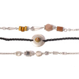 Pulseras chapadas en oro de 18 quilates con revestimiento de acero inoxidable con bloques de color geométrico de estilo vintage