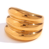Anillos chapados en oro de 18 quilates con revestimiento de acero inoxidable de color sólido de estilo simple de estilo vintage