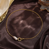 Collar con colgante chapado en oro de 18 quilates de metal chapado en cobre con flor retro