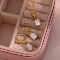 Conjunto de joyas geométricas de acero inoxidable para mujer, collares de acero inoxidable acrílico con revestimiento geométrico de Metal