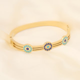 Brazalete esmaltado de acero inoxidable con ojo de viaje retro