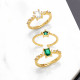 Anillo abierto de circón con incrustaciones de cobre rectangular, estrella de moda, 1 pieza