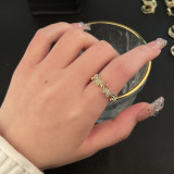 Anillo de circón de extremo abierto con mariposa viva, personalidad femenina, diseño de moda, adorno de alta sociedad