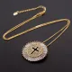 Collar con colgante chapado en oro de 18 quilates con incrustaciones de cobre redondo retro