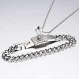 Traje de collar de pulsera de acero de titanio con cerradura de pareja creativa de moda