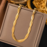 Collar de pulseras chapado en oro de 18 quilates con revestimiento de acero de titanio de color sólido retro
