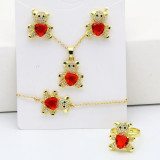 Commute Bear Pulseras con incrustaciones de cobre y circón, collar y pendientes